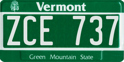 VT license plate ZCE737