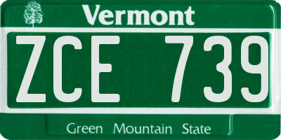 VT license plate ZCE739