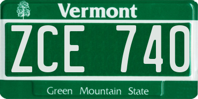 VT license plate ZCE740