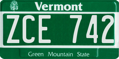 VT license plate ZCE742