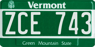 VT license plate ZCE743