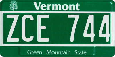 VT license plate ZCE744