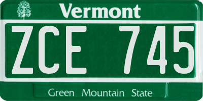 VT license plate ZCE745