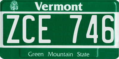 VT license plate ZCE746