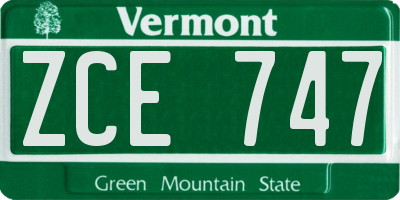 VT license plate ZCE747
