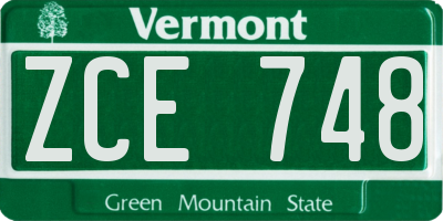VT license plate ZCE748