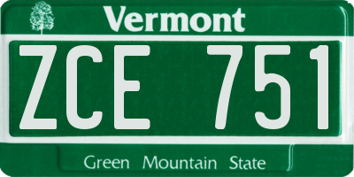 VT license plate ZCE751
