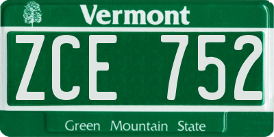 VT license plate ZCE752