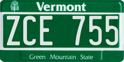 VT license plate ZCE755