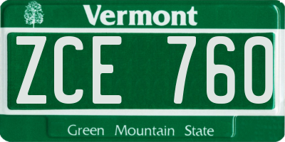 VT license plate ZCE760