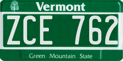 VT license plate ZCE762