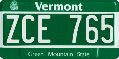 VT license plate ZCE765