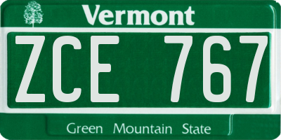 VT license plate ZCE767
