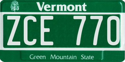 VT license plate ZCE770