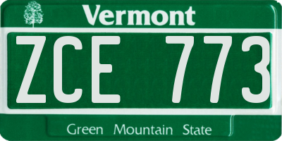 VT license plate ZCE773