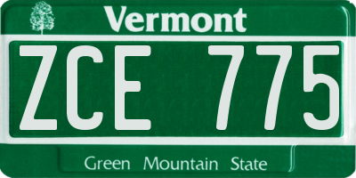 VT license plate ZCE775
