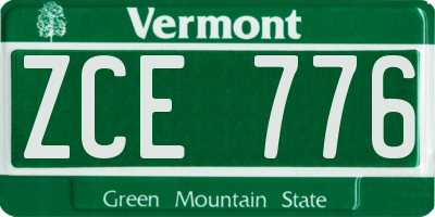 VT license plate ZCE776