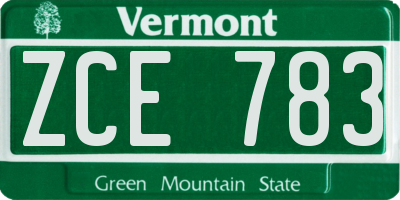 VT license plate ZCE783