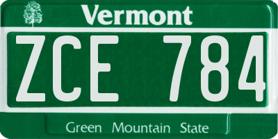 VT license plate ZCE784