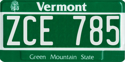 VT license plate ZCE785