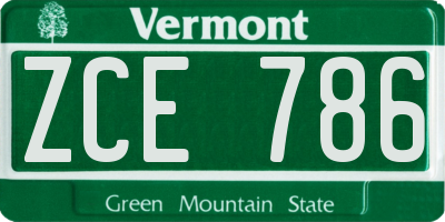 VT license plate ZCE786