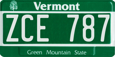 VT license plate ZCE787