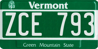 VT license plate ZCE793