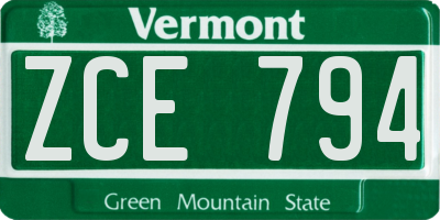 VT license plate ZCE794