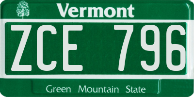 VT license plate ZCE796
