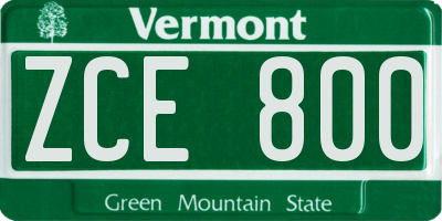 VT license plate ZCE800