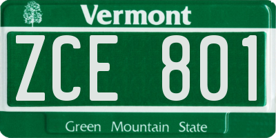 VT license plate ZCE801