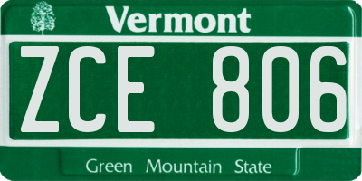 VT license plate ZCE806