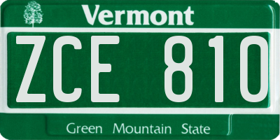 VT license plate ZCE810