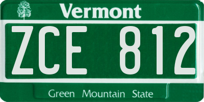 VT license plate ZCE812