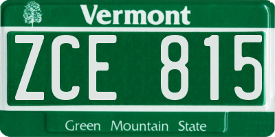 VT license plate ZCE815