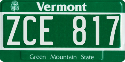 VT license plate ZCE817