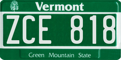 VT license plate ZCE818