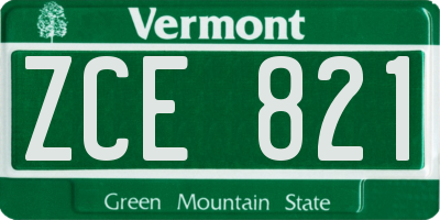 VT license plate ZCE821