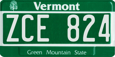 VT license plate ZCE824
