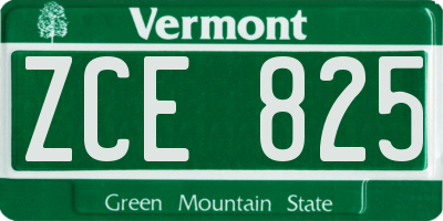 VT license plate ZCE825