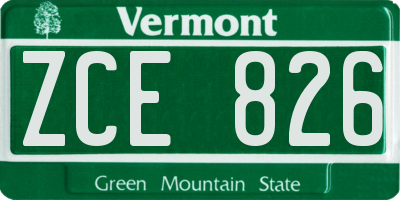 VT license plate ZCE826