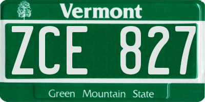 VT license plate ZCE827
