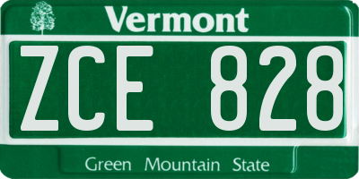 VT license plate ZCE828