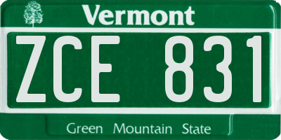 VT license plate ZCE831