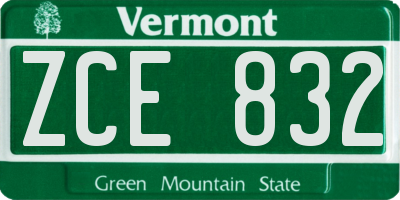 VT license plate ZCE832