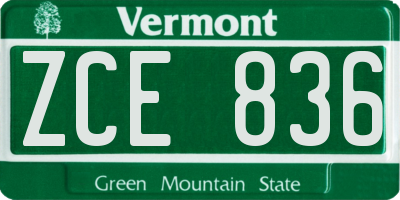 VT license plate ZCE836