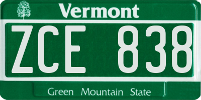 VT license plate ZCE838