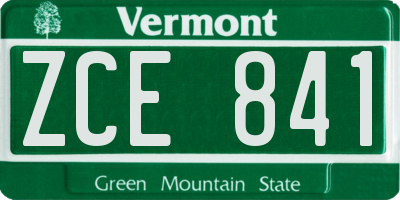 VT license plate ZCE841
