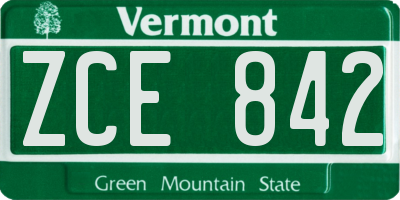 VT license plate ZCE842