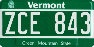 VT license plate ZCE843